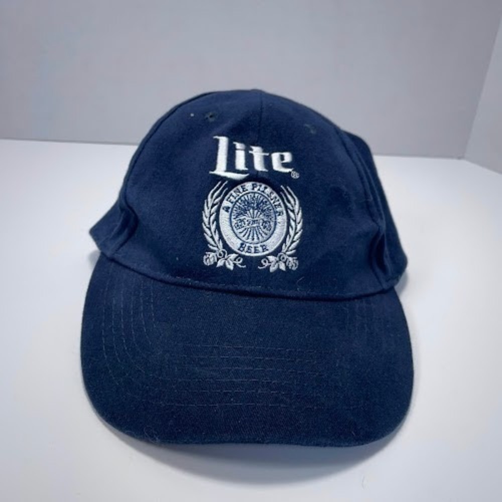 Acme Miller Lite Beer Baseball cap hat A Fine Pilsner Navy Blue Adjustable